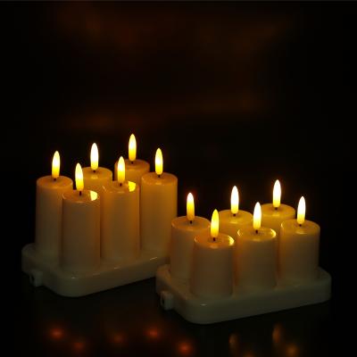 China Timer with Remote Control 6 Pieces Flash USB Candle Set Flameless Tealight Witchcraft Led Candles Light with Timer and Remote Control Rechargeable for sale