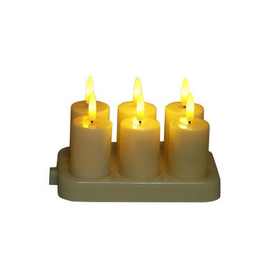 China Timer with Remote Control 6 Pieces Flash Flame Tealight USB Rechargeable Led Candle Set Flameless Led Birthday Candles Light for sale