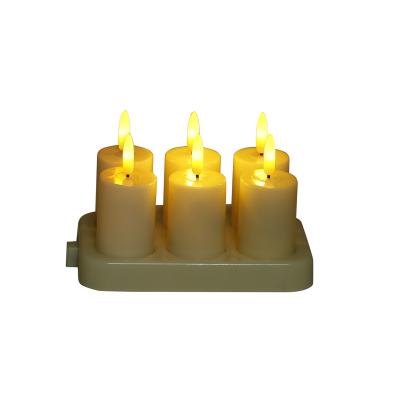 China Timer with Remote Control 6 Pieces Flicker Flame Tealight USB Rechargeable Candle Set Flameless Led Light Candles for Home Decoration for sale