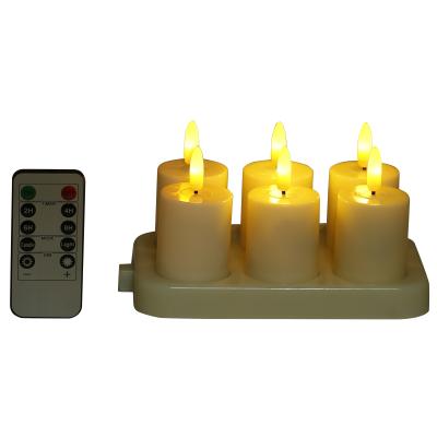 China Timer With Remote Control 6 Pieces Flicker Flame Candle Rechargeable Set Tealight Flameless Led Candles Light Up With Timer And Remote Control for sale