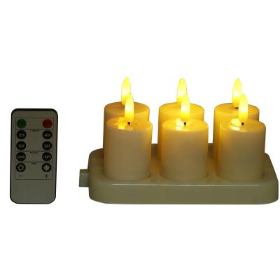 China Timer With Remote Control 6 Pieces Flicker Flame Tea Candle Rechargeable Set Pillar Led Candles Light With Timer And Remote Control Flameless for sale