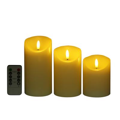 China Luxury European Wholesale Pillar Battery Lights Moving Wick Smokeless Fashion LED Candle Lightings Set Gift With Remote Control for sale