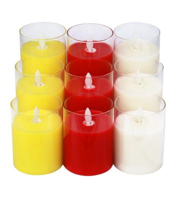 China Birthdays Candles Pillar Supplies Battery Lighting Flame LED Jar Flickering Glass Candle Sets For Christmas Decorations Candle Lantern for sale