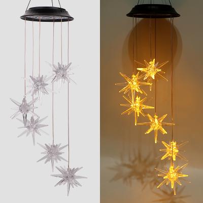 China Contemporary Outdoor Waterproof Garden Wind Chimes Sympathy Ball Solar Tooth Wind Rings Color Changing LED Moving Wind Chime for sale