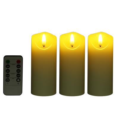 China OEM&ODM Birthdays Soy Wax Candle Ivory White Battery Pillar LED Candle Lightings Luxury Weeding Decoration Gifts With Remote Control for sale