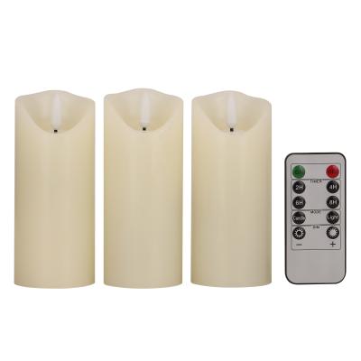 China ABS OEM&ODM Soy Wax Candles Ivory White Pillar LED Battery Candle Lights Halloween Decoration Flameless Candles for sale