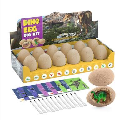 China Game Playing Dino Egg Dig Kit 12 Dinosaur Toys For Kids Easter Egg Archeology Dinosaur Fossil Egg Science Digging Kit for sale