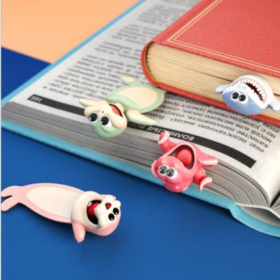 China Original Funny Novelty Original Animal Stereo Student Marker Cartoon 3D Bookmar 3D Gift Stationery School Novelty School PVC Marker for sale