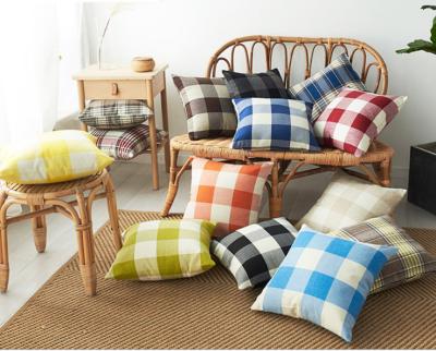 China Wholesale Free Shipping Waterproof Sofa Check Cushion Canvas Cover Car Plaid Pillow Cover Sofa Pillow Cover Classic Linen Various Sizes for sale