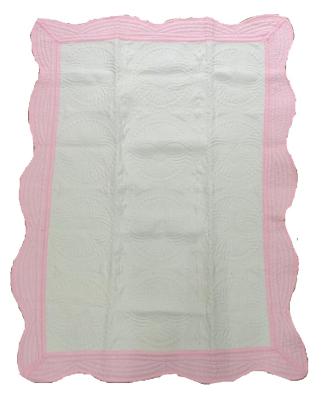 China Polyester/Wholesale Custom Polyester Cotton/Comfortable White Monogram Cotton With Pink Trim Cotton Baby Comforter for sale