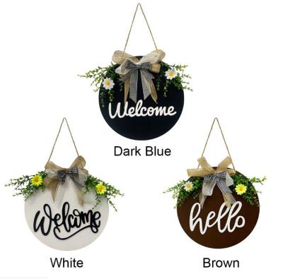 China Europe Europe Front Door Decorative Welcome Sign for Farmhouse Rustic Wood Door Vertical Front Porch Decor Outdoor Hanging Sign for sale