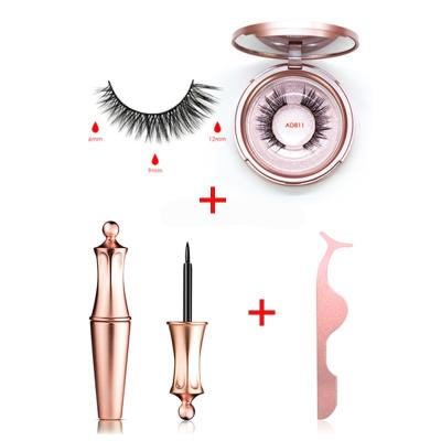 China Free Shipping Waterproof Long Lasting Eyelash Waterproof Eyeliner and Magnetic Eyeliner Kit with False Eyelashes and Applicator for sale