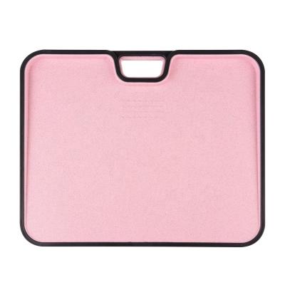 China Sustainable Fast Delivery Double Use Pink Wheat Straw Custom Plastic Chopper Cutting Boards With Non Slip Handle for sale