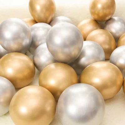 China Gift Toy Wholesale 12 inch 50pcs pass each color metallic latex around Chrome balloon for wedding birthday party decoration for sale