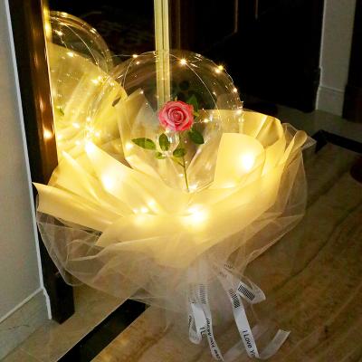 China Reusable Luminous Led Balloon DIY Rosa Balloons Globos Decoration Balloons Party Decoration Balloons With LED Strip Light Transparent Round Rose Bouquet Bobo Ball for sale