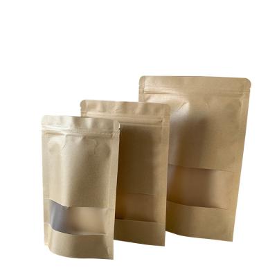 China High Quality Moisture Proof With Zipper Stand Up Pouch Brown Food Kraft Paper Packaging Bag for sale