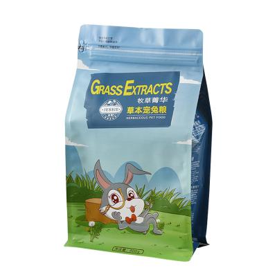 China Eco-friendly Printing Moisture Proof Pet Food Rabbit Flat Bottom Gusset Side Filling Stand Up Bags for sale