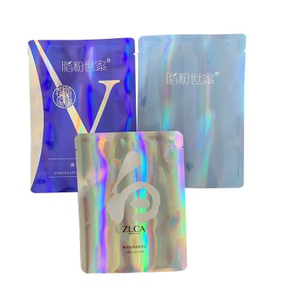 China Disposable Custom Printed Facial Mask Packaging Plastic Bag Size Heat Seal Tear Notch Laser Mask Bags Aluminum Foil Packaging Bag for sale