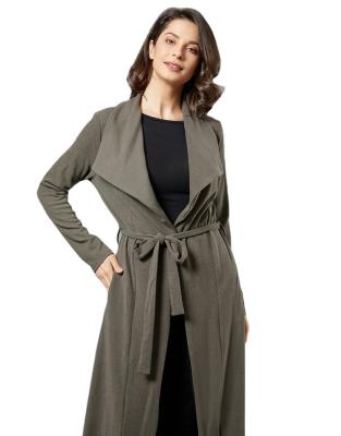 China Anti-wrinkle muslim winter women new trench coat fashionable over-the-knee cardigan long sleeve Maxi Coat With Pocket for sale