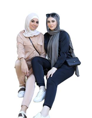 China New QUICK DRY satin shirt and pants women fashion two pieces set high quality stylish casual outerwear sets for muslim ladies for sale