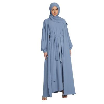 China Muslim Four Viable Dubai Modest Outfit Plain Open Abaya Arab Maxi Dress Wrap Front Skirt Women's Wrap Piece for sale