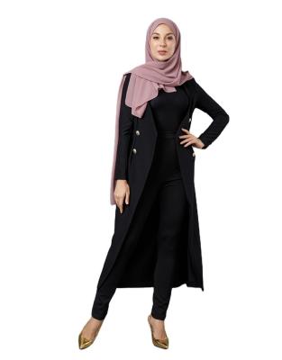 China New Lady Jackets Office Dresses Women Clothing Long Sleeve Elegant Casual Islamic Ethnic Minimalist V-Neck Long Dress for sale