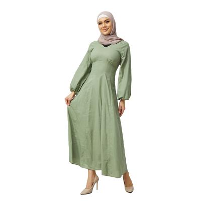 China Women's High Waist Long Robe Slim Fit Muslim Islamic Dress Elegant Solid Color Dress Slim Viable Long Size for sale