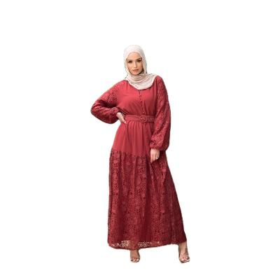 China Anti-Wrinkle Abaya With Lace Hook Detailing With Scratching Abaya Buckle Belt Pin Dress Muslim Women Long Dress for sale