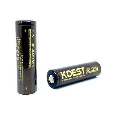 China Long Cycle Life Kdest 18650 3.7V 2800mAh 40A IMR Lithium Ion Rechargeable Battery for sale