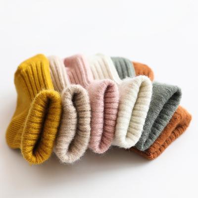 China Autumn and winter new children's QUICK DRY socks plus velvet thickened baby tube socks solid color striped warm baby socks for sale