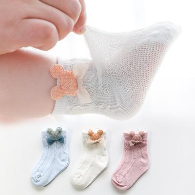 China New European and American newborn socks QUICK-DRY cotton accessories spring and cartoon baby socks summer thin breathable mesh mouth loose for sale