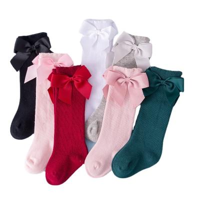 China European and American style QUICK DRY bowknot baby bangs middle girls fashion knee-length socks cotton spring and autumn stockings for sale