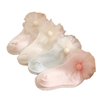 China QUICK DRY Children's Mesh Flower Bowknot Baby Socks Ultra-thin Combed Cotton Baby Socks Breathable Socks for sale