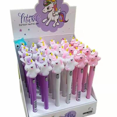 China New normal creative cute cartoon silicone unicorn with light gel pen student stationery office student gel pen for sale