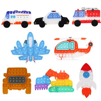 China Fire Truck Silicone Dining Car Decompression Toy Car Police Pioneer Rodent Spot Makers Fun Desk Toy Eco-Friendly Material Toy for sale