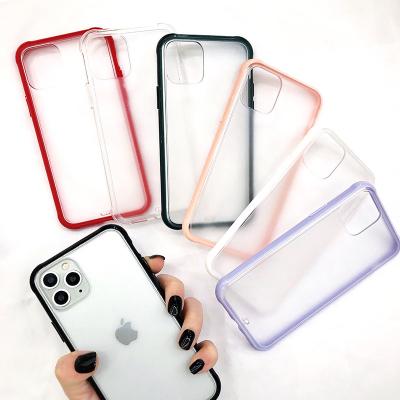 China Anti-fall Suitable For Phone11Promax Cell Phone Case 8plus Two Color Frosted Solid Color Acrylic Cell Phone Case for sale