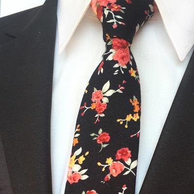 China Fashionable Nylon Silk Floral Mens Tie Narrow 6cm Wedding Tie for sale