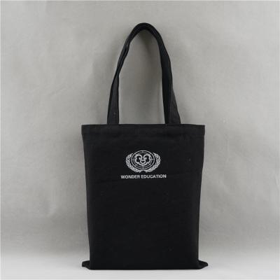 China Recyclable Promotional Shopping Bag Custom Printed Canvas Tote Organic Black Cotton Bag for sale