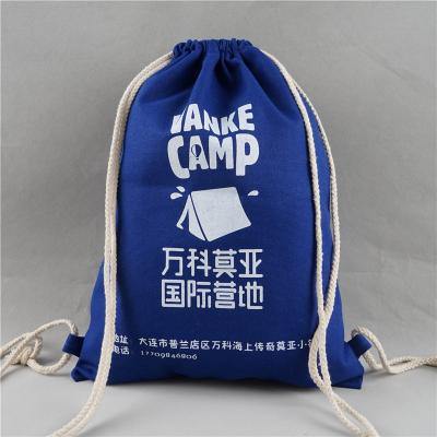 China Recyclable Popular Natural Cotton 10oz/280gsm Drawstring Backpack Canvas Drawstring Backpack With Customized Logo for sale