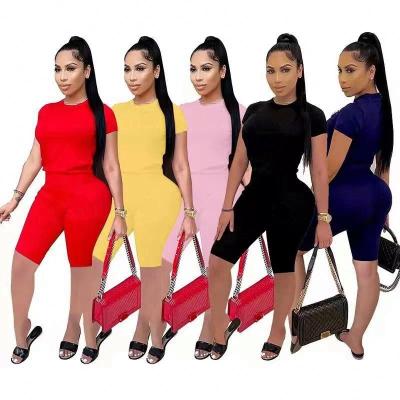 China Wholesale Hot Selling QUICK DRY Solid Color Shorts Women Set New Sport Casual Two Piece Set Women's Two Piece Set for sale