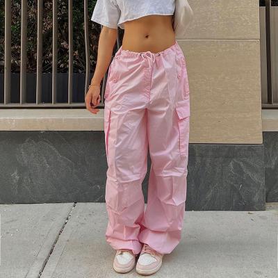 China Retro Pants Drawstring Design Loose Pocket Overalls High Quality Breathable Pants Cool Girl Trousers for sale