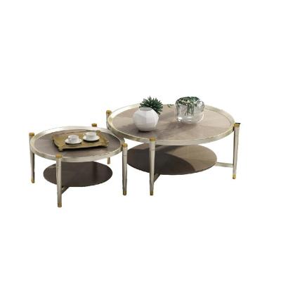 China SUNLINK Contemporary Modern Furniture Living Room Champagne Gold Wooden Frame Coffee Table Sets for sale