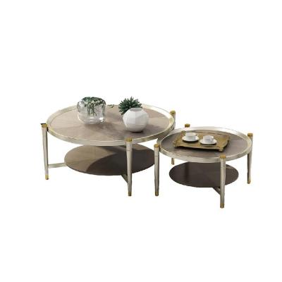 China SUNLINK Contemporary Modern Furniture Living Room Champagne Gold Wooden Frame Coffee Table Sets for sale