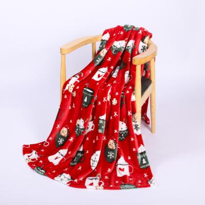 China Super soft red anti-pilling sonw ice-stuff printed custom christmas flannel fleece blanket for sofa for sale