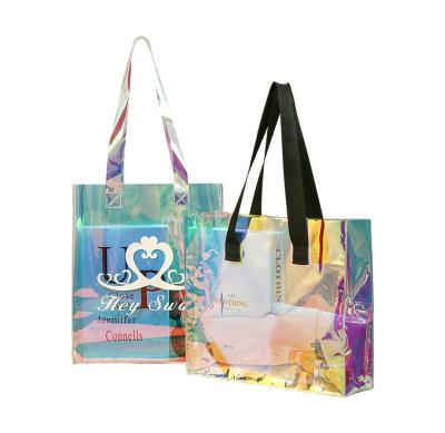 China PP Cartoon Symphony Laser Bag PVC Wholesale Clear Plastic Tote Bag Supplier Spot Custom LOGO for sale