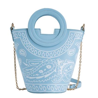 China ENGLAND STYLE High Quality PU Leather Handbag Designer Printed Chain Purses Luxury Handbags Cross - Body Bucket Shoulder Bag For Girls Bags for sale