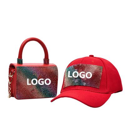 China 2021 Other Custom Made Sequins Handbags Women Cheap Fashionable Messenger Bag Matching Hat Handbags and Purses Set for sale