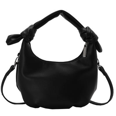 China Retro Solid Wrinkled PU Leather Tote Ruched Wild Female Purse Fashion Handbags for sale