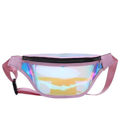 China 2021 Hot Selling Holographic Waist Bag Water Proof Laser Reflective Transparent PVC Fanny Pack for sale