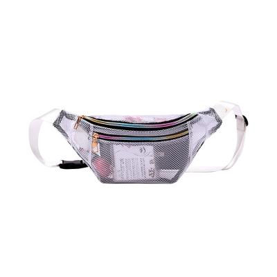 China New Fashion PVC Mesh Ladies One Shoulder Diagonal Waterproof Bag Transparent Anti-theft Waist Bag for sale